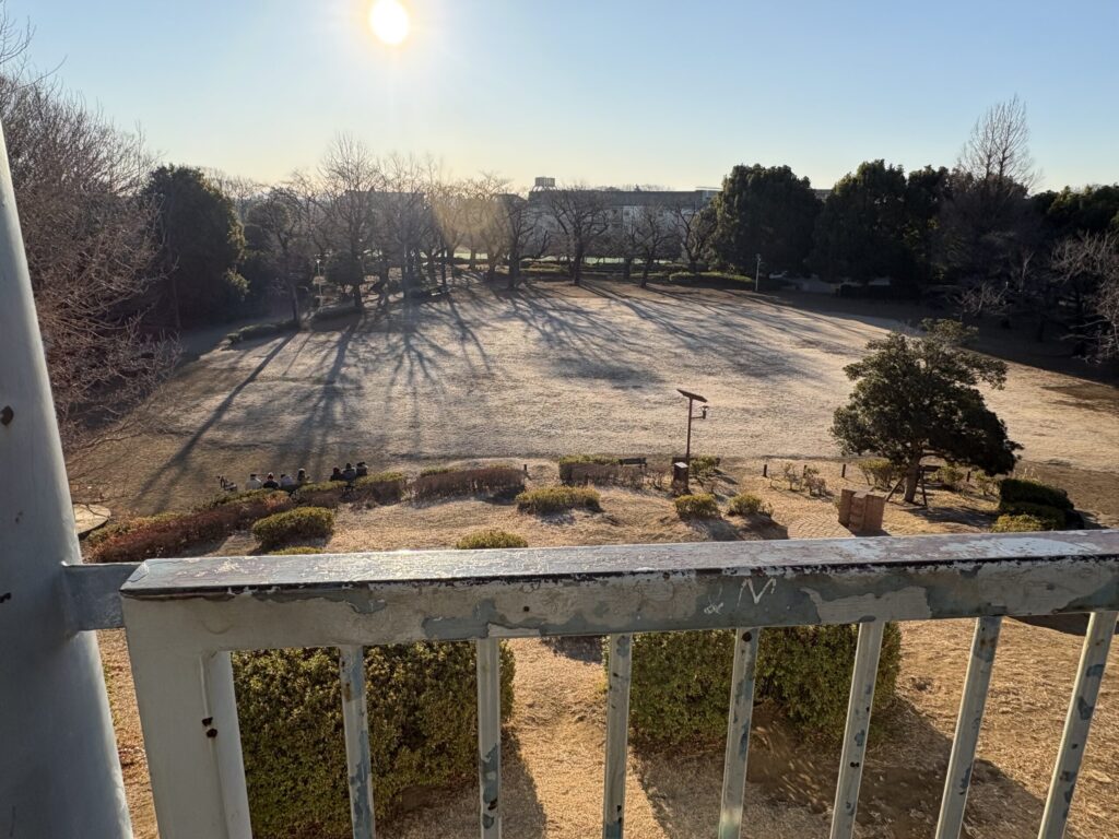 文理台公園の高台で朝日を見る